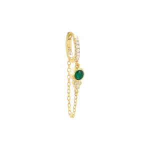 Pavé Colored Bezel Drop Chain Huggie Earring
