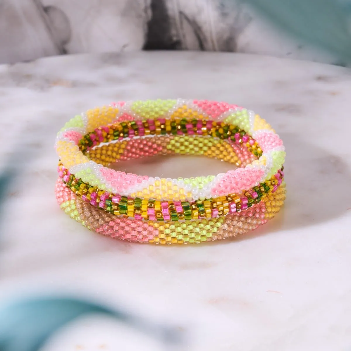 Peach Lemonade | Himalayan Glass Bead Bracelet