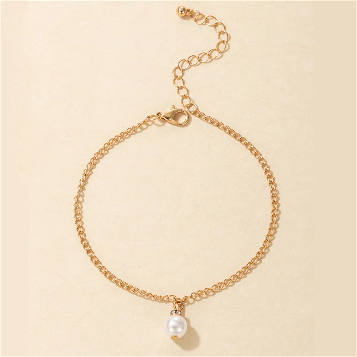 Pearl & 18K Gold-Plated Charm Anklet