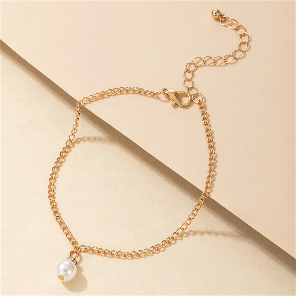 Pearl & 18K Gold-Plated Charm Anklet