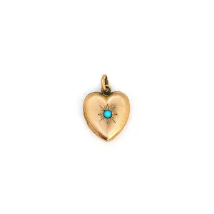 Petite Turquoise Antique Heart Locket
