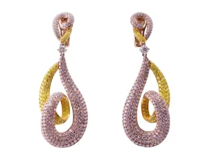 Pink Diamond Swirl Earrings