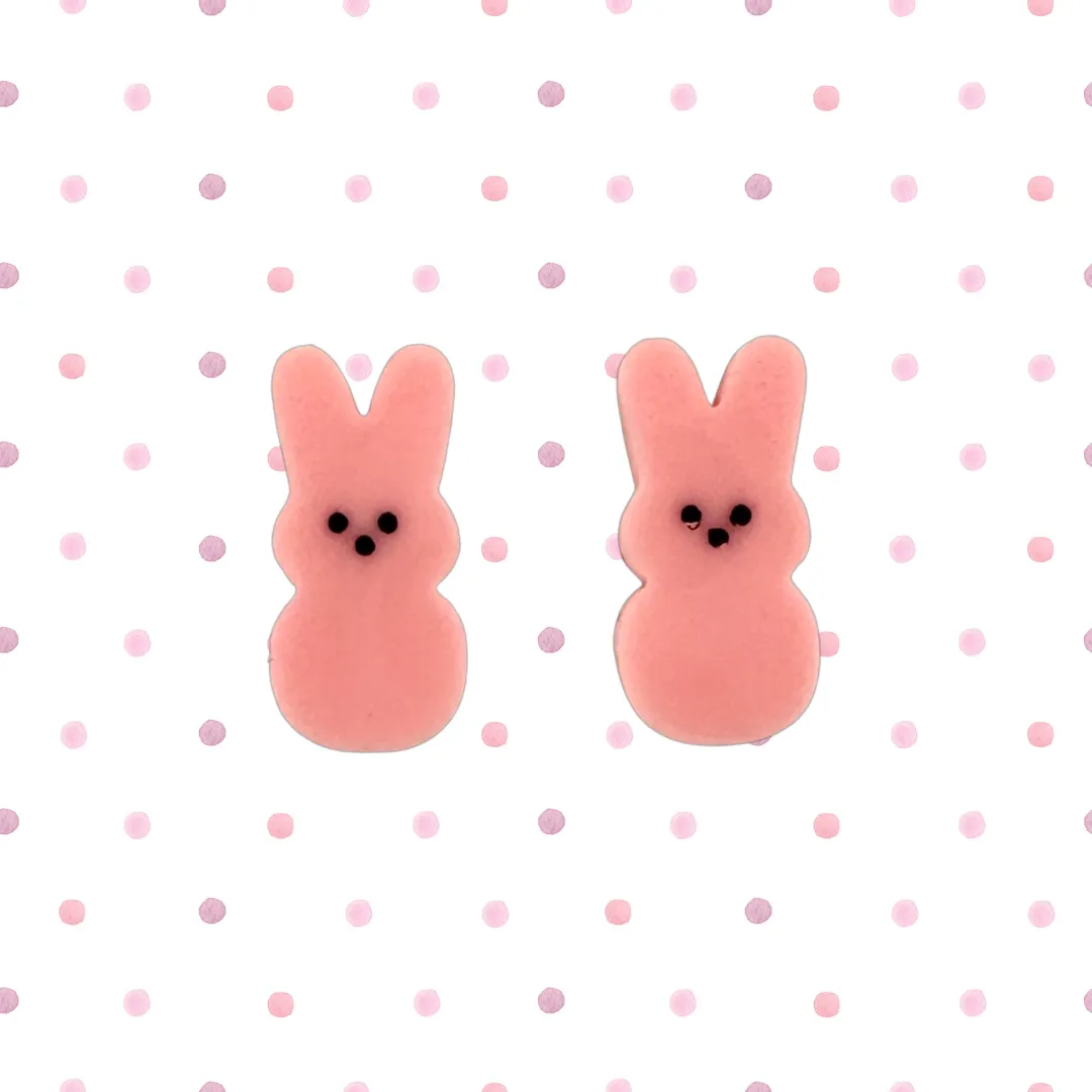 Pink marshmallow  bunny 🐰 - stud - Set of 2