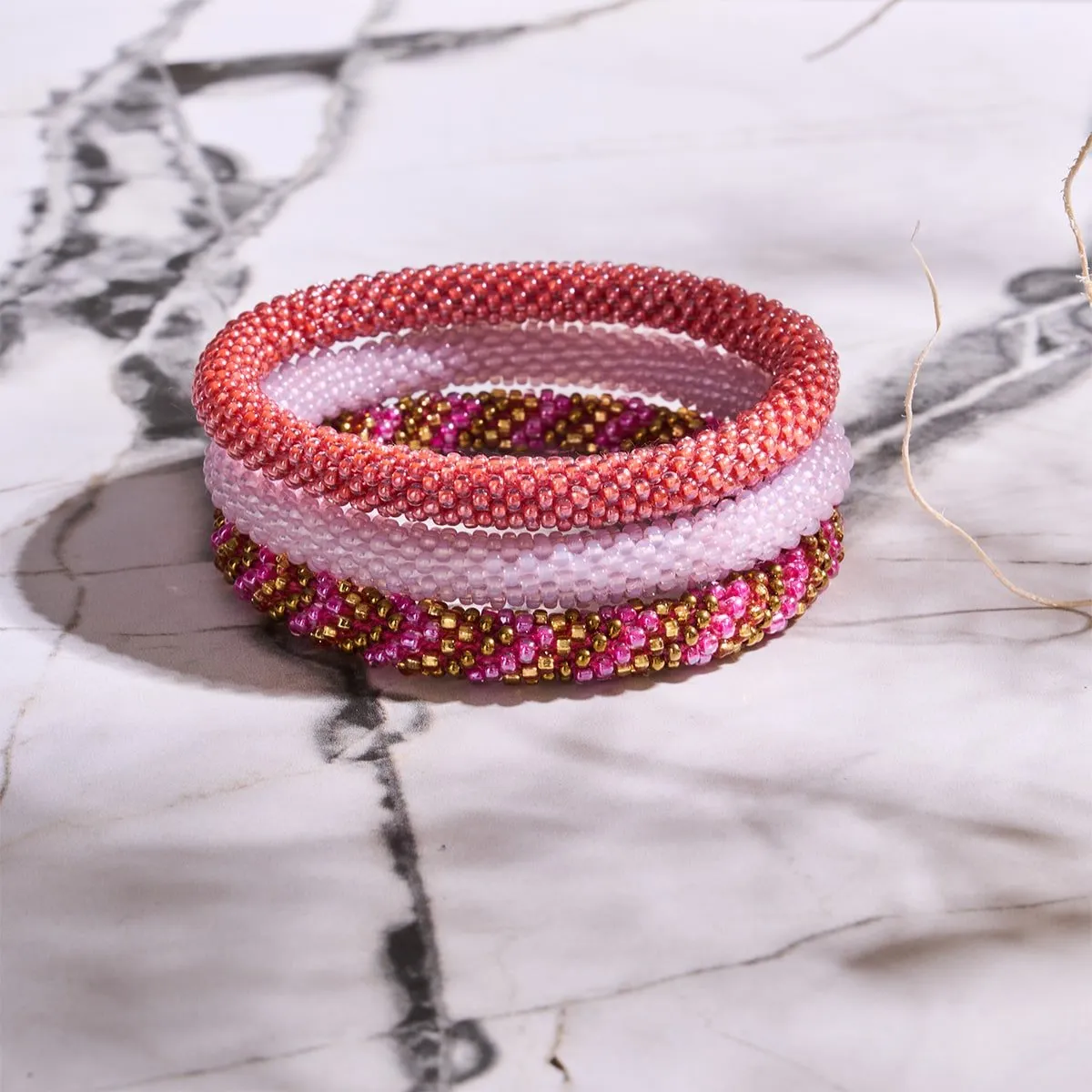 Pink Sunrise | Himalayan Glass Bead Bracelet
