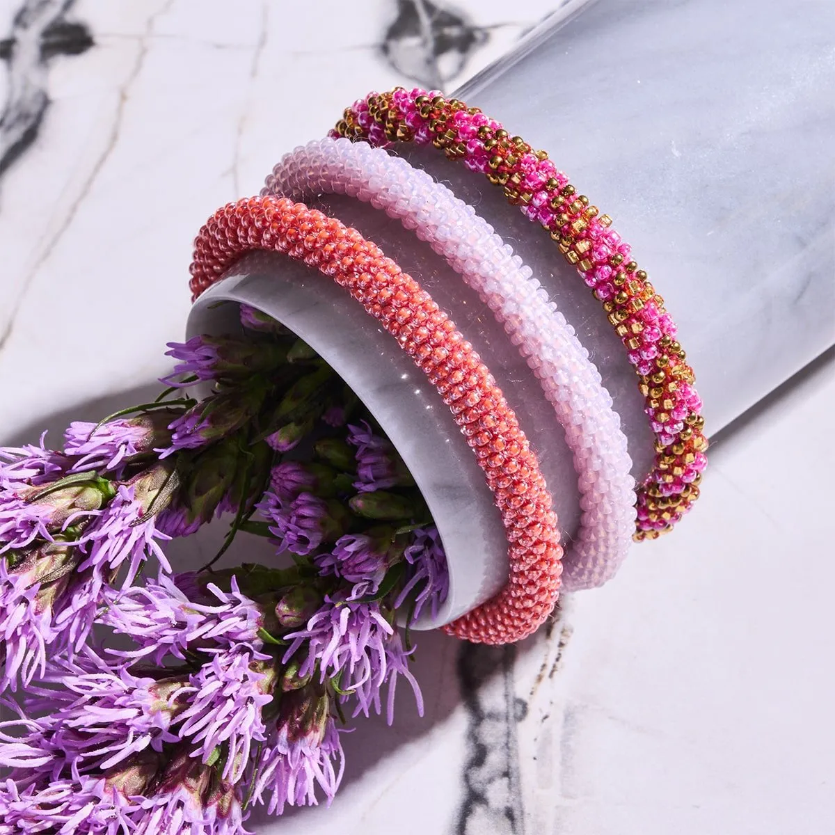Pink Sunrise | Himalayan Glass Bead Bracelet