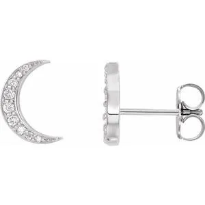 Platinum 1/10 CTW Natural Diamond Crescent Moon Earrings
