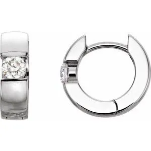 Platinum 1/4 CTW Diamond Hinged Earrings