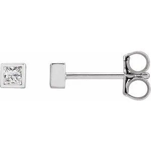 Platinum 1/6 CTW Natural Diamond Bezel-Set Earrings