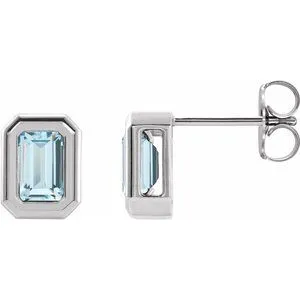 Platinum Natural Sky Blue Topaz Solitaire Earrings