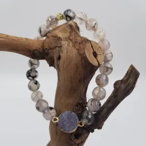 Prehnite Crystal Point Beaded Gemstone Bracelet