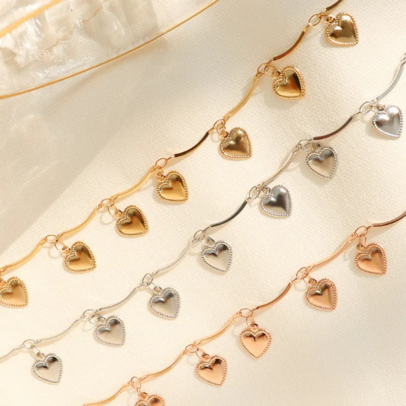 Premium Quality Waterproof 18k Gold Plated Stainless Steel Small Multiple Heart Charm Anklet