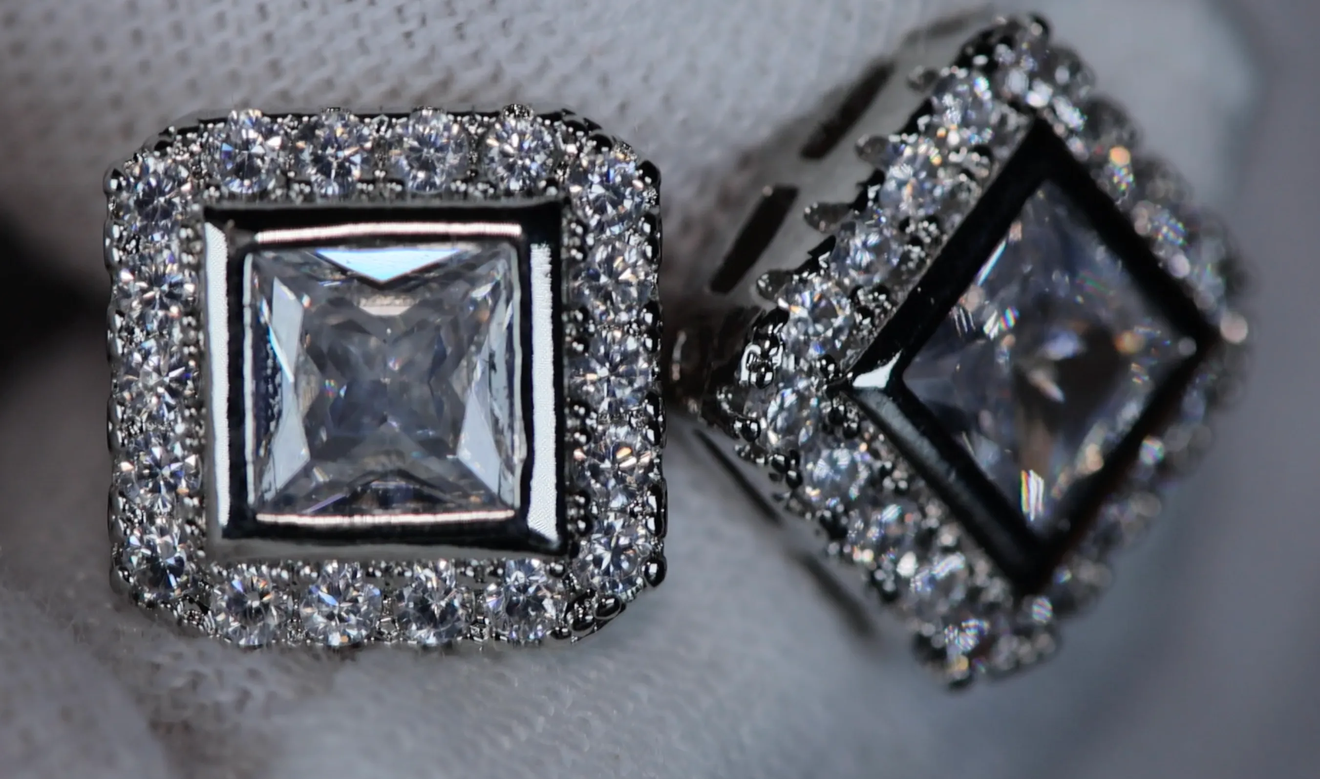 Princess Cut Diamond Ear Studs | Womens Stud Earrings | Mens Diamond Ear Studs
