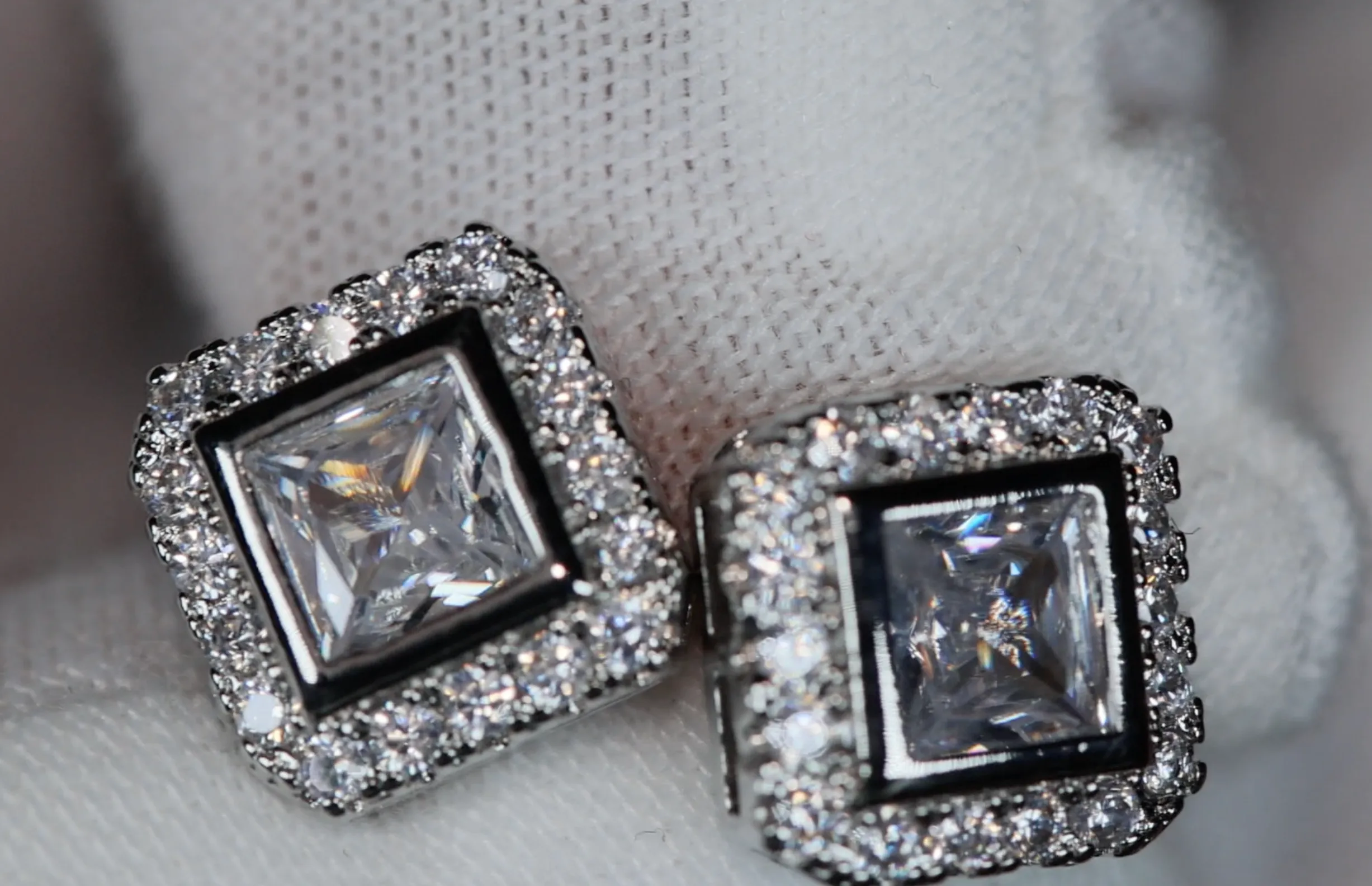 Princess Cut Diamond Ear Studs | Womens Stud Earrings | Mens Diamond Ear Studs