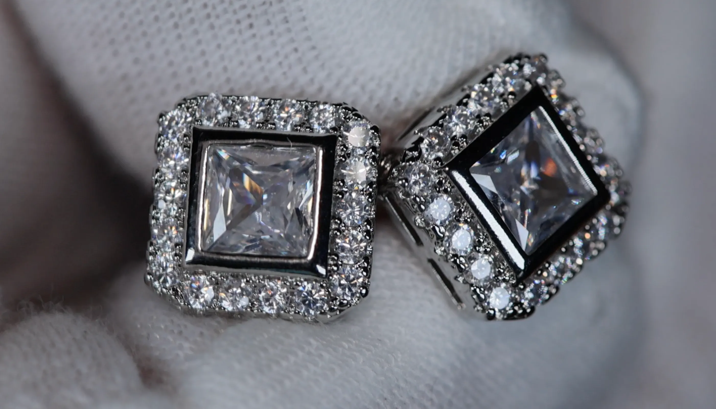 Princess Cut Diamond Ear Studs | Womens Stud Earrings | Mens Diamond Ear Studs