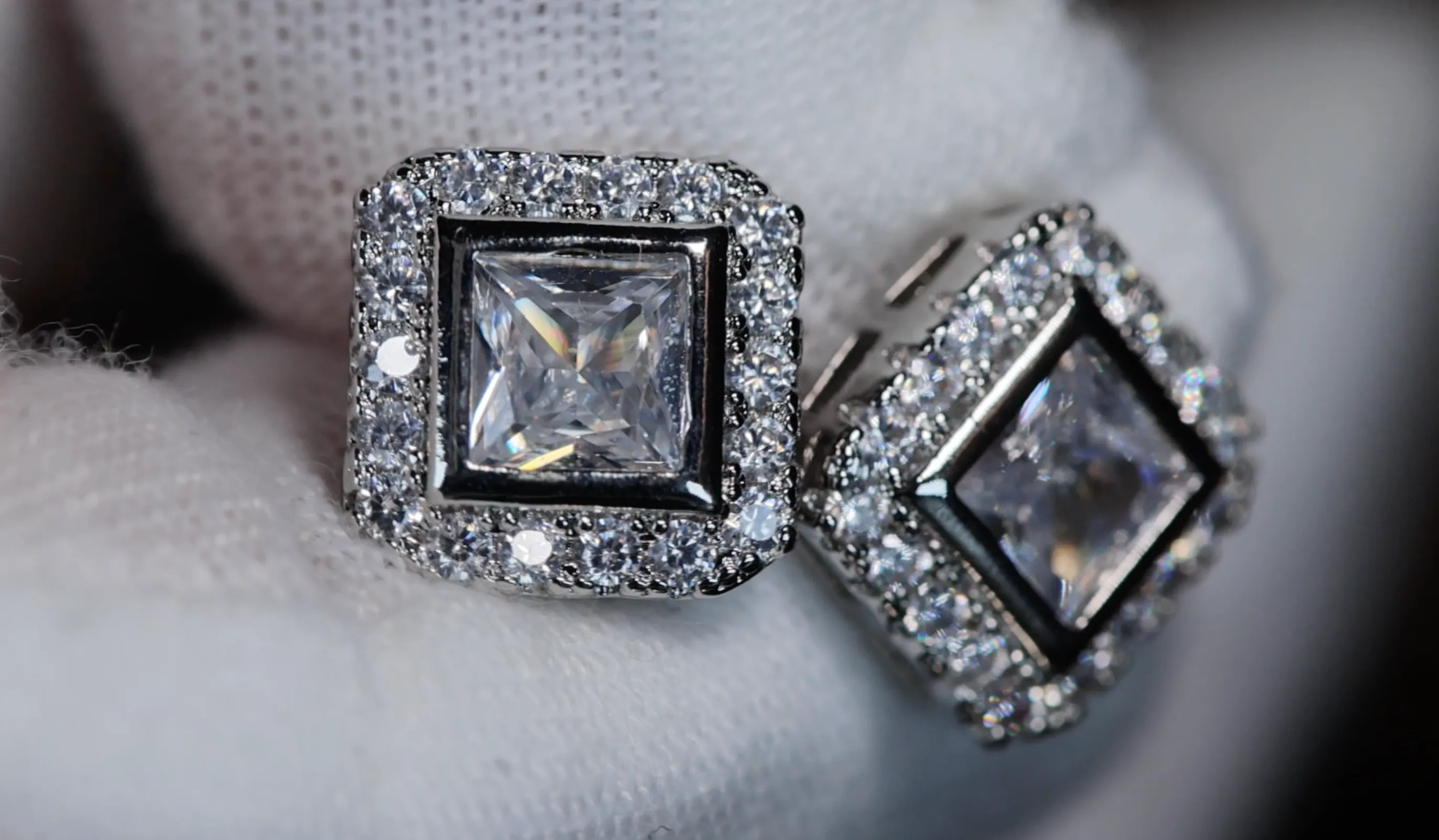 Princess Cut Diamond Ear Studs | Womens Stud Earrings | Mens Diamond Ear Studs