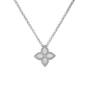 Princess Flower 18K White Gold Medium Necklace