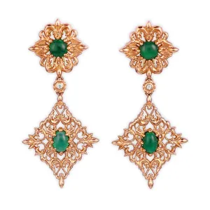 "Allegretto" Gold Emerald Earrings with Diamonds