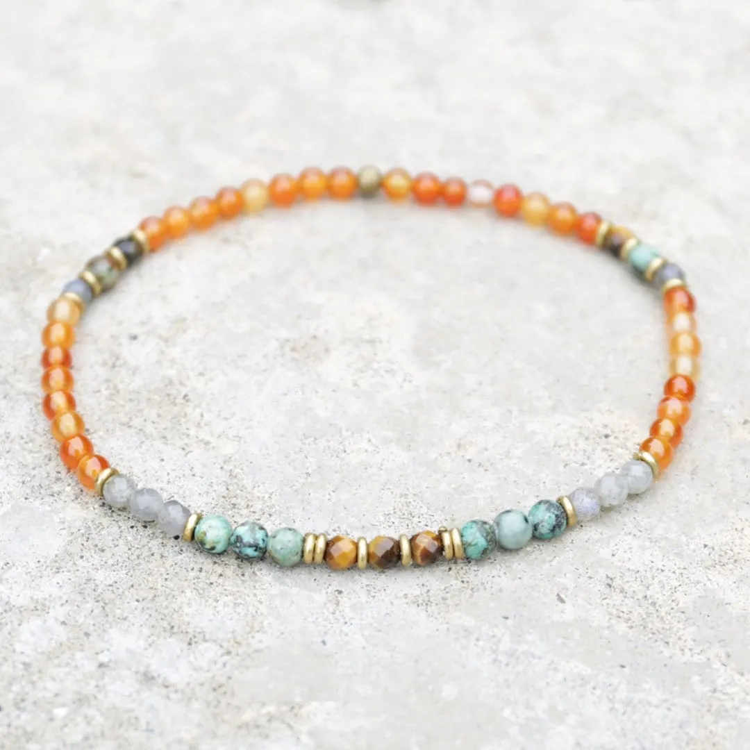 "Motivation and Change" Carnelian and African Turquoise Anklet