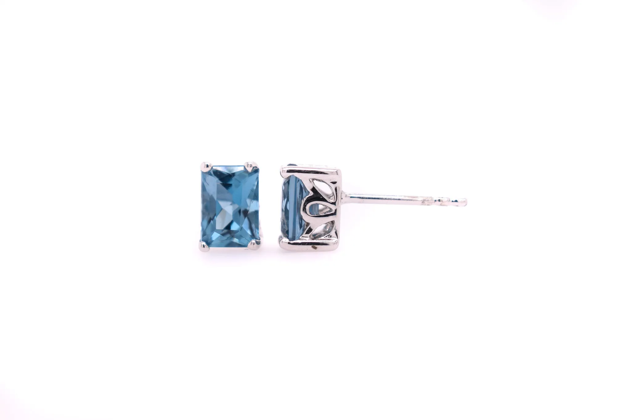 Radiant Cut London Blue Topaz Earrings