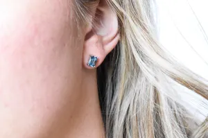 Radiant Cut London Blue Topaz Earrings