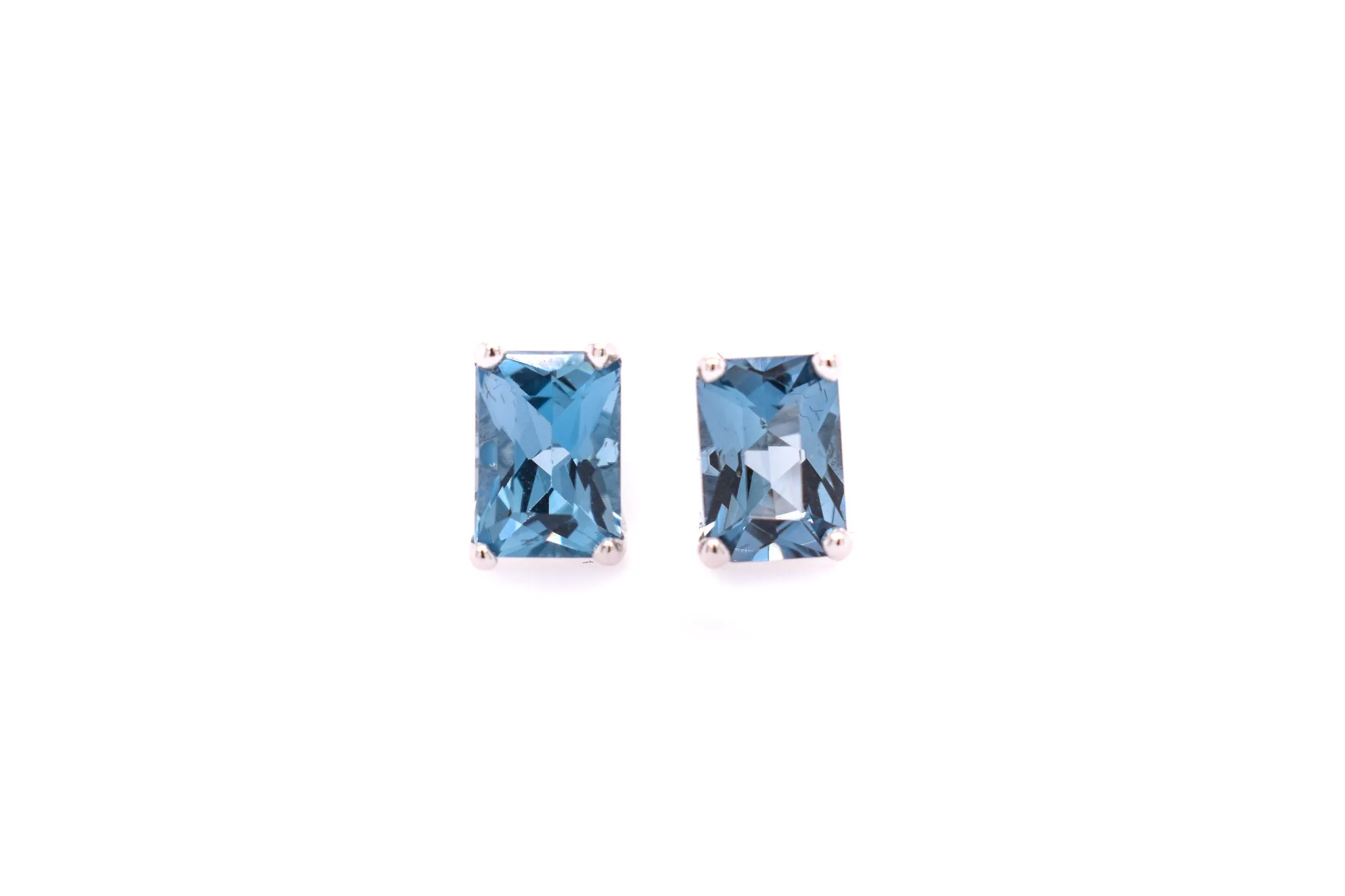 Radiant Cut London Blue Topaz Earrings
