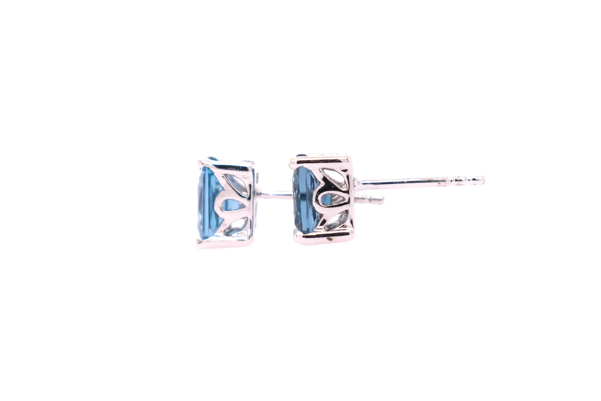 Radiant Cut London Blue Topaz Earrings