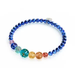Rainbow River | Blue Hematite | Solid Firefly Glass Chakra Bracelet