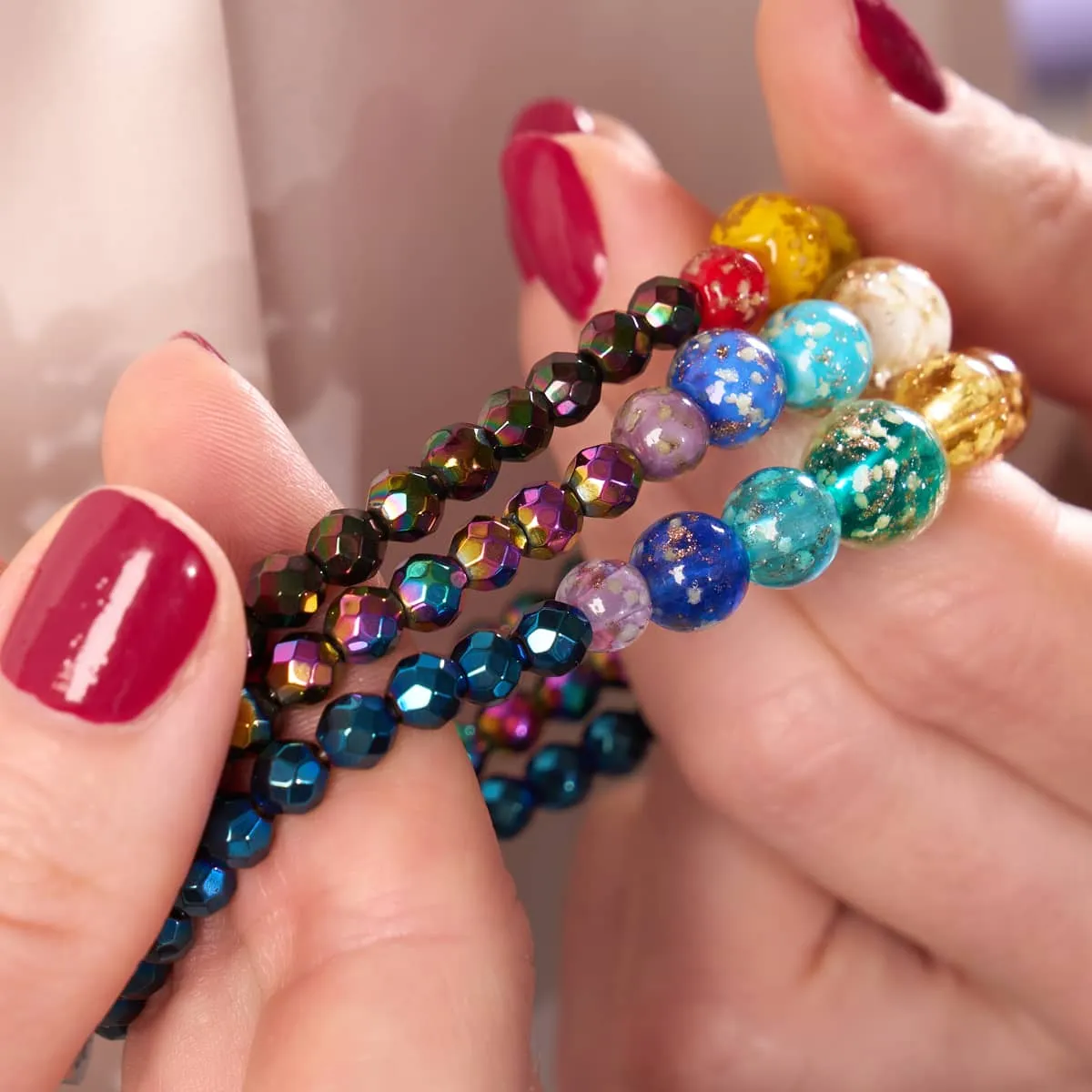 Rainbow Sky | Unicorn Silver | Solid Firefly Glass Chakra Bracelet