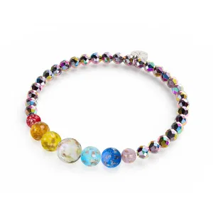 Rainbow Sky | Unicorn Silver | Solid Firefly Glass Chakra Bracelet