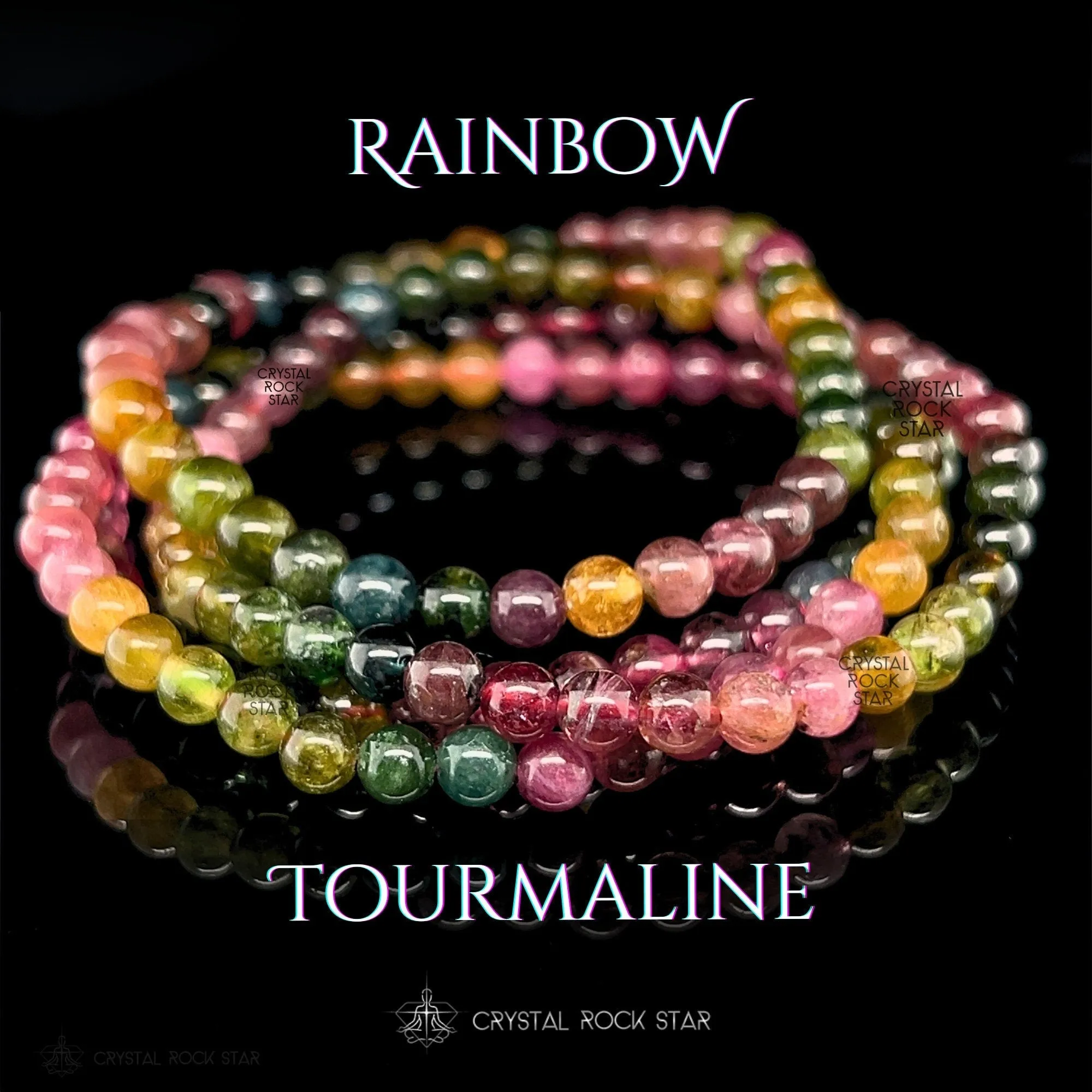 Rainbow Tourmaline 5mm Bead Bracelet