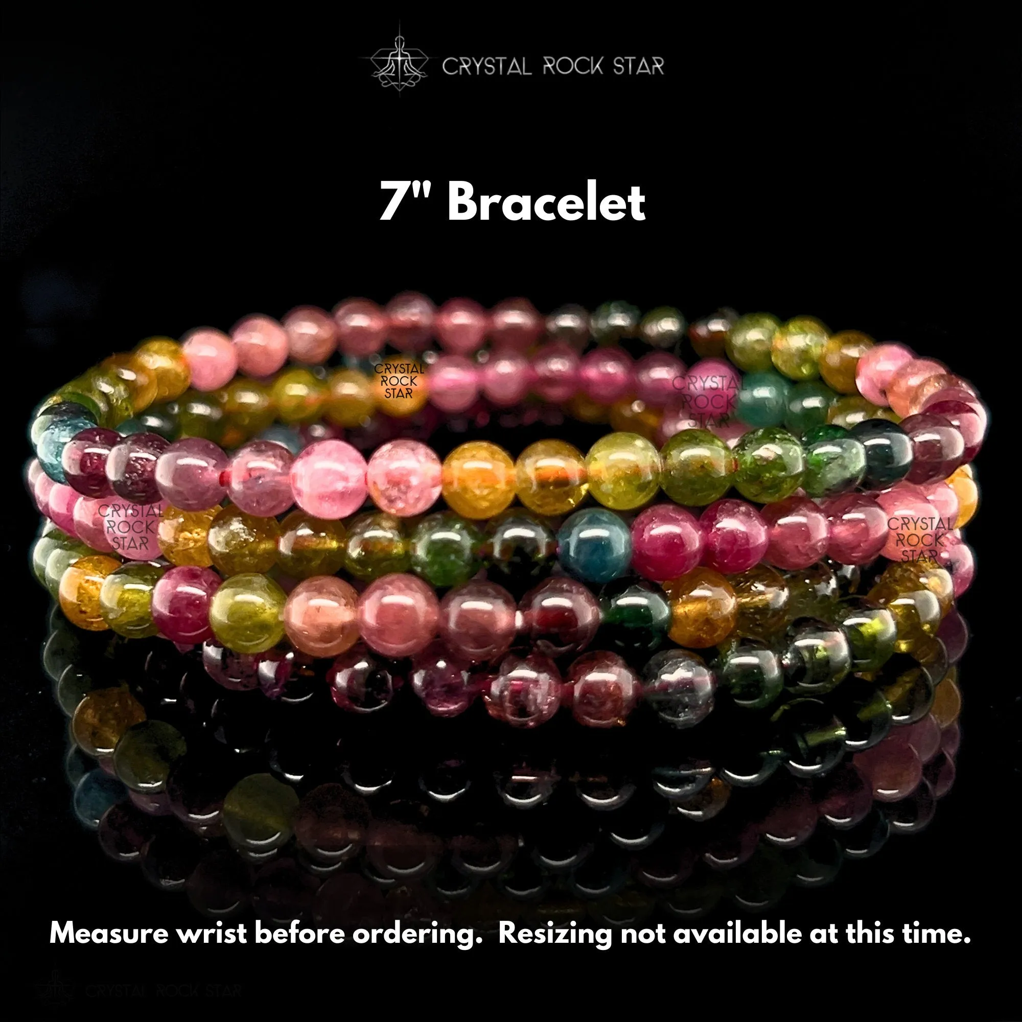 Rainbow Tourmaline 5mm Bead Bracelet