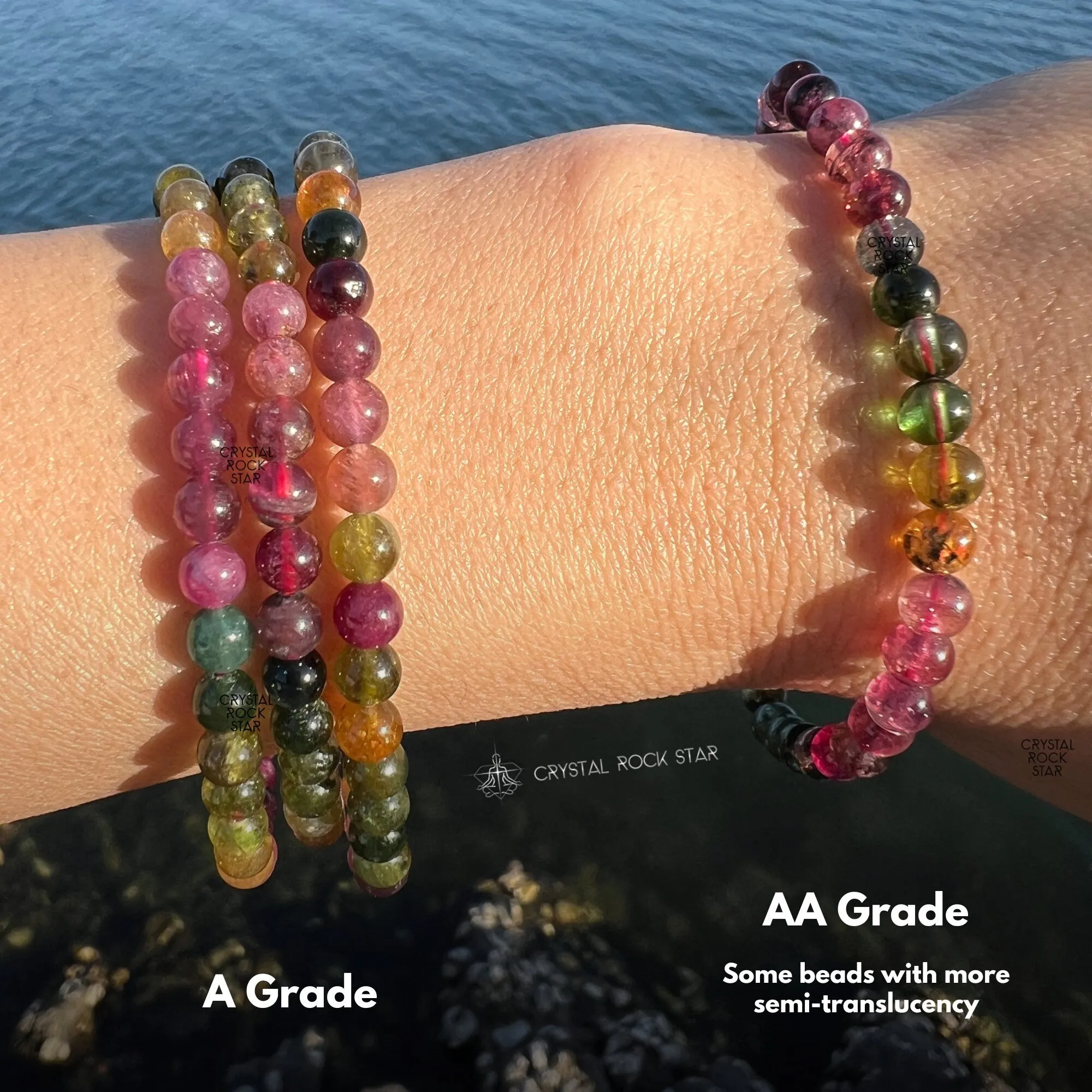 Rainbow Tourmaline 5mm Bead Bracelet