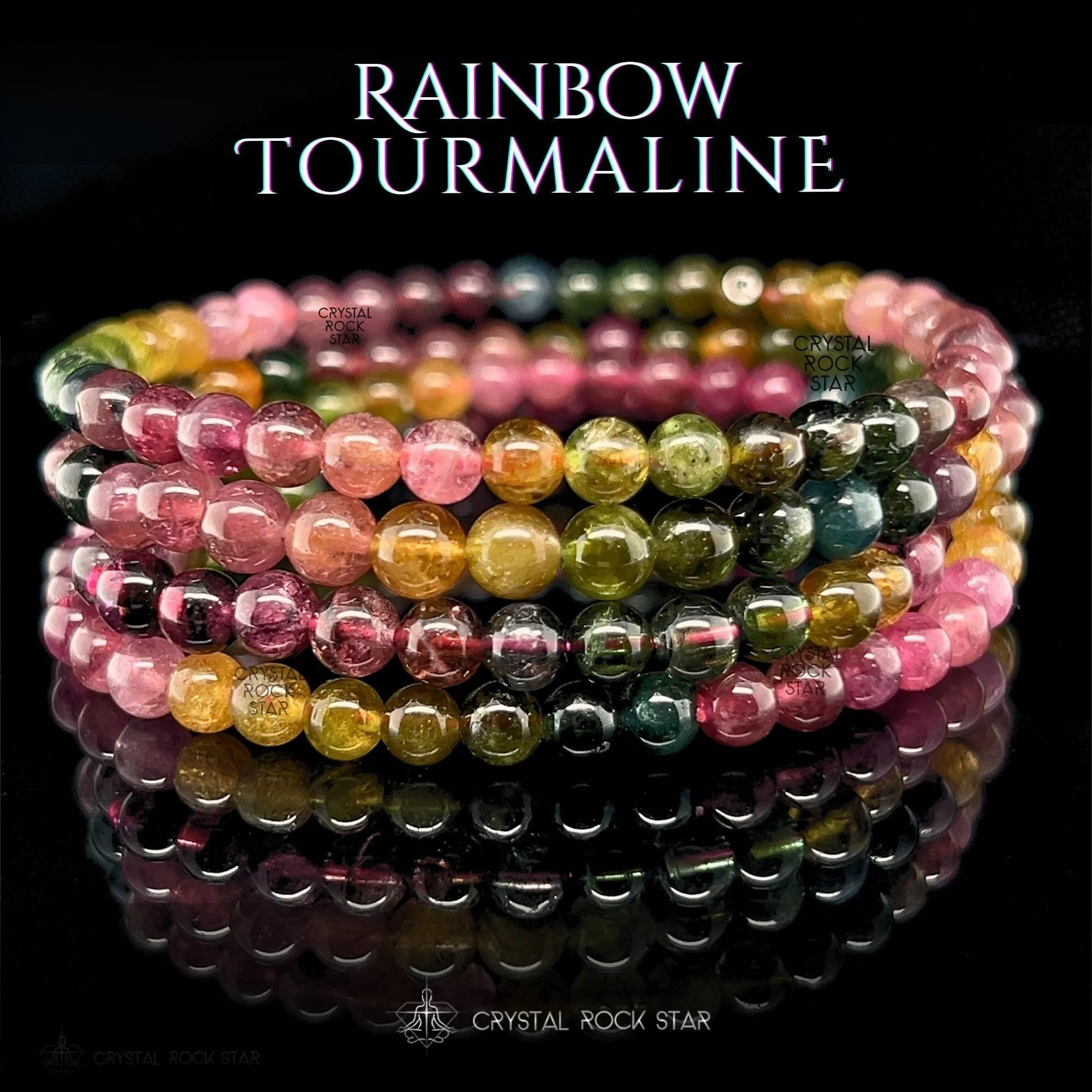 Rainbow Tourmaline 5mm Bead Bracelet
