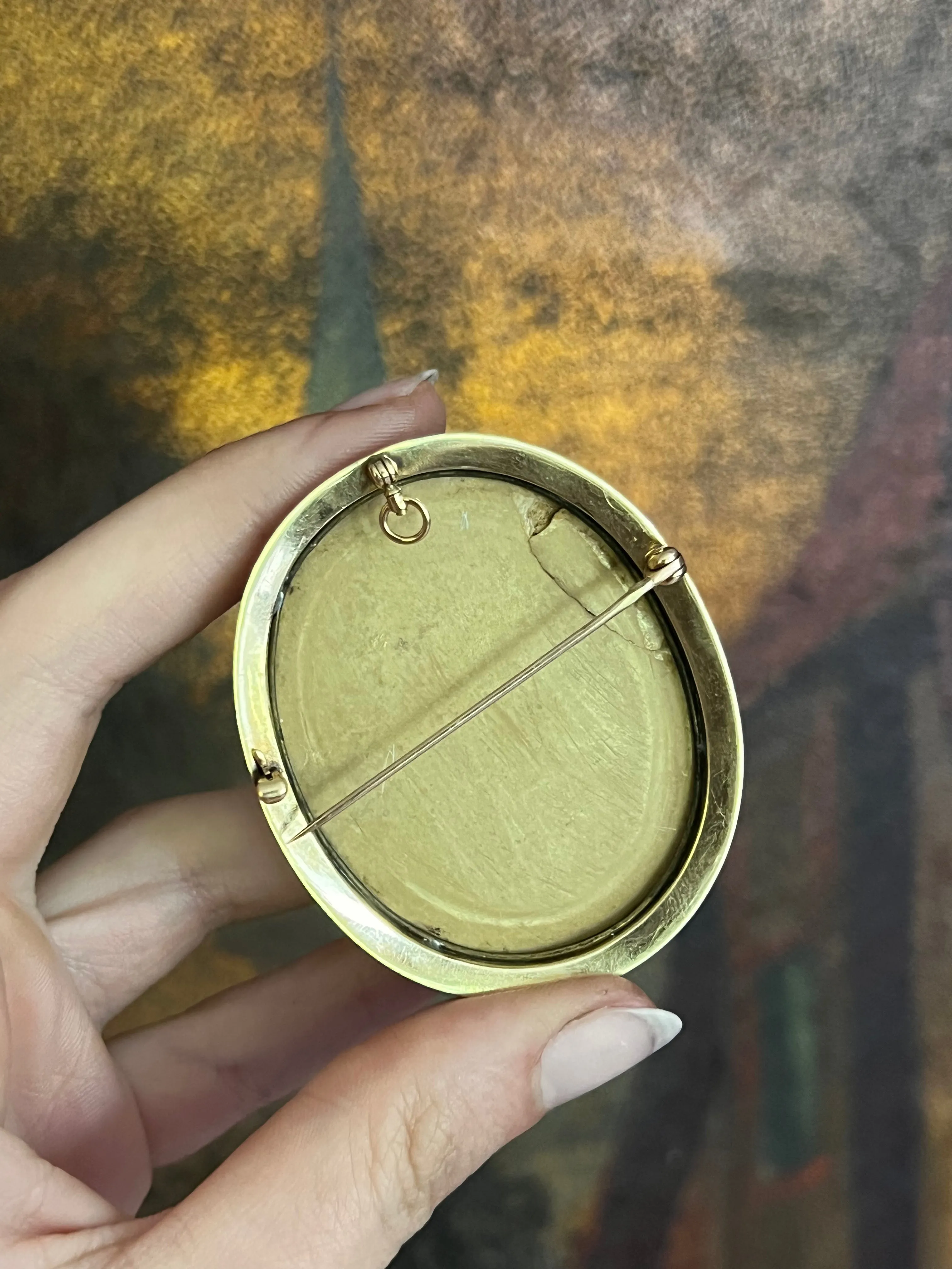 Rare Lava-Like Carved Paste Cameo in 14ct