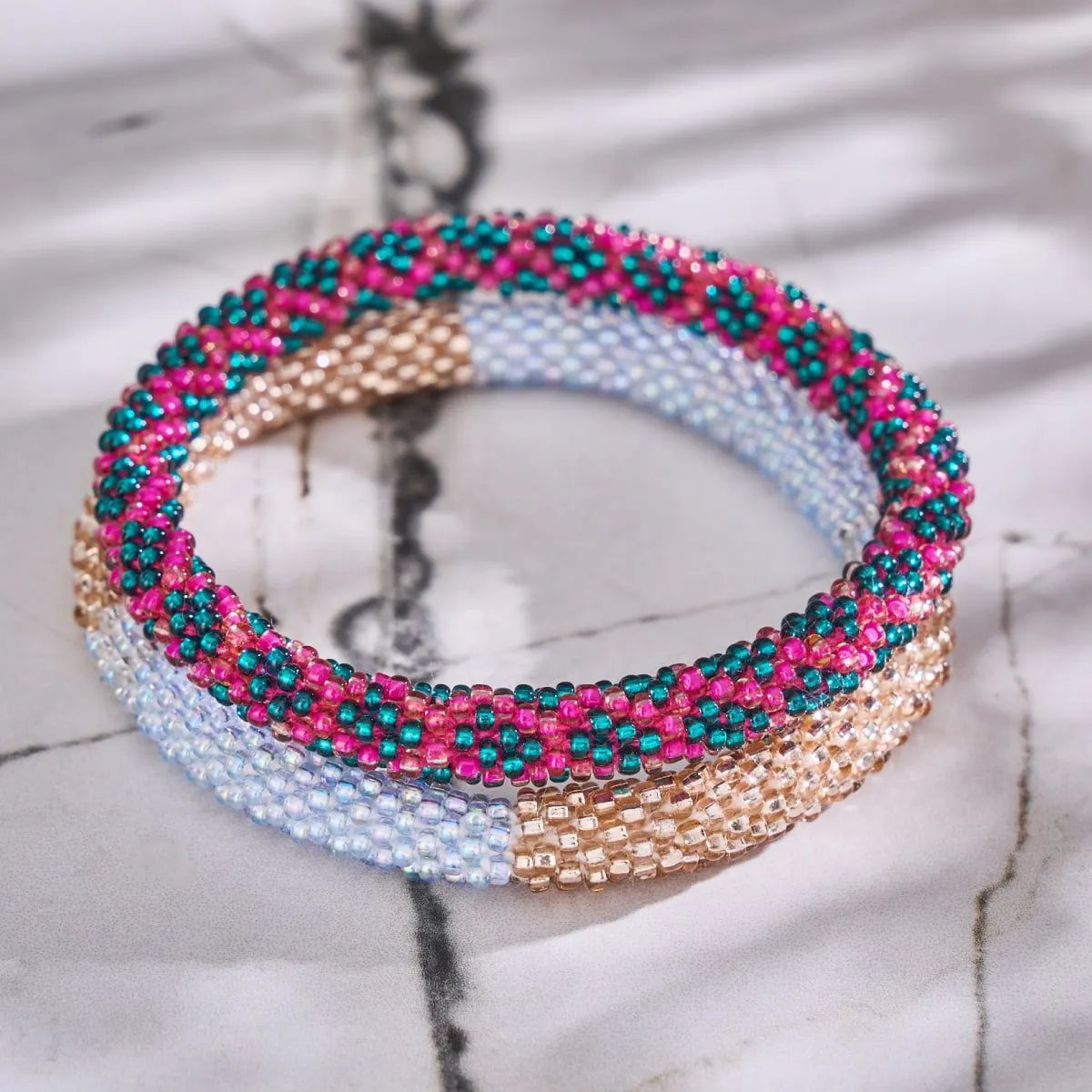 Raspberry Jungle | Himalayan Glass Bead Bracelet