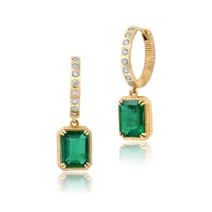 Rattan Emerald   Diamond Huggies