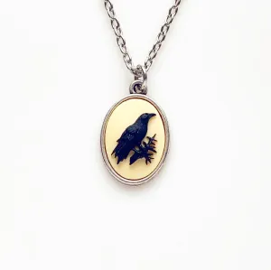 Raven Cameo Necklace in Bronze Small Size
