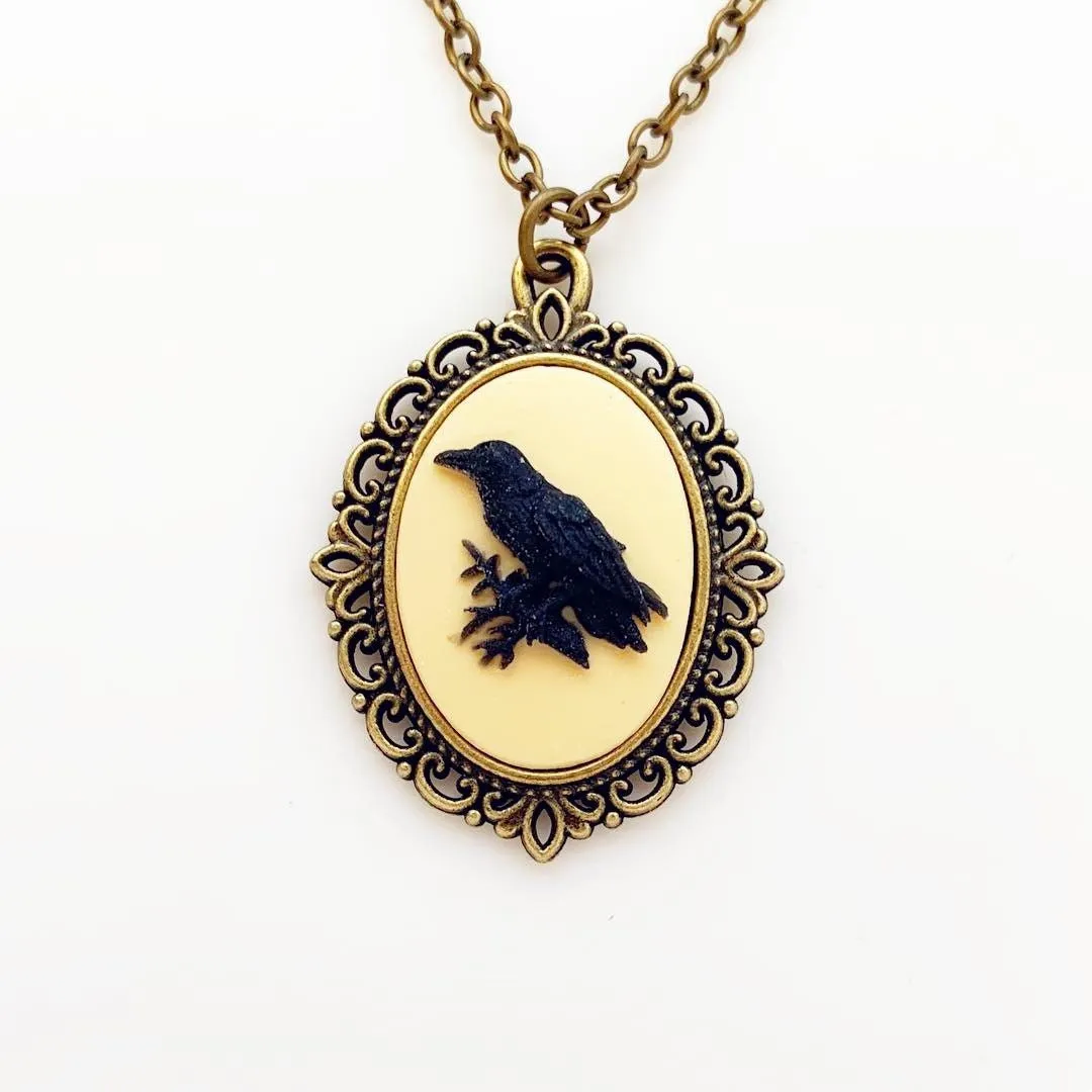 Raven Cameo Necklace