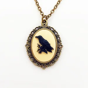 Raven Cameo Necklace