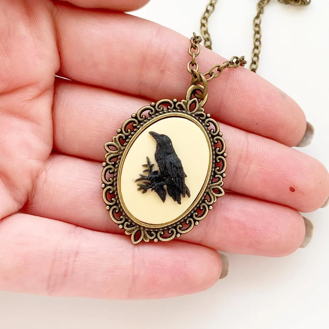 Raven Cameo Necklace