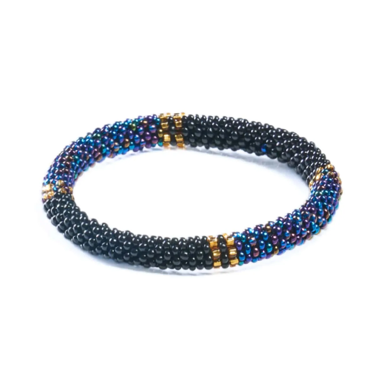Regal Cross | Himalayan Glass Bead Bracelet