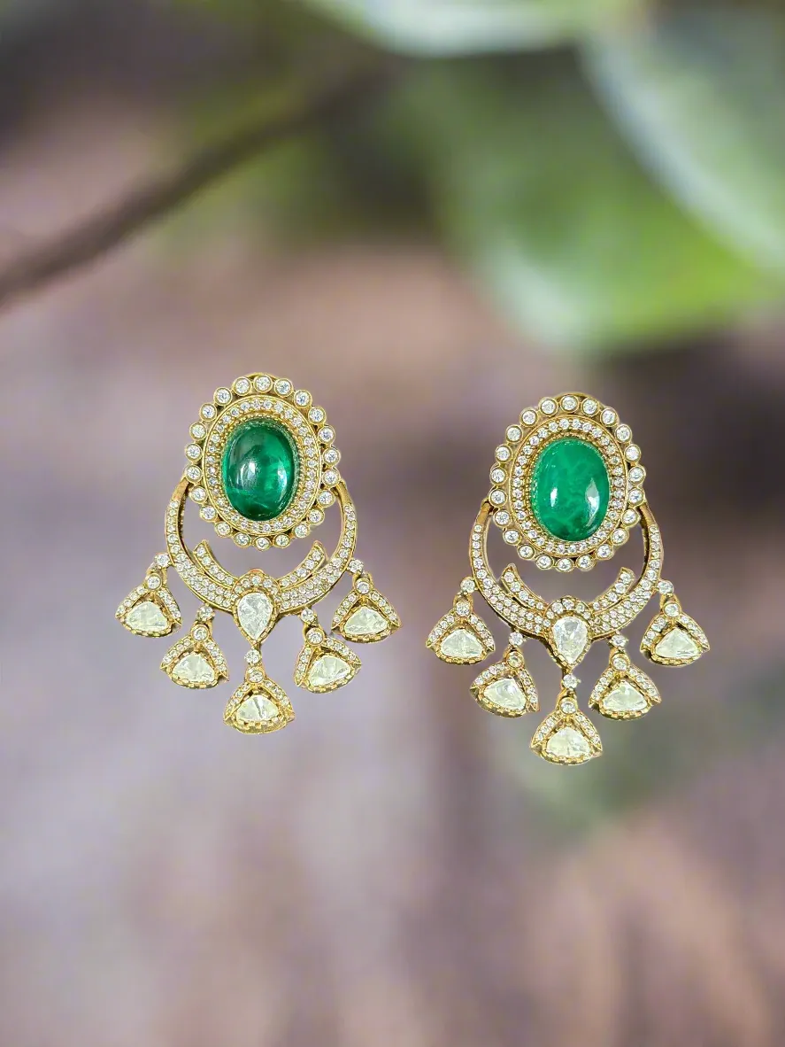 Regal Glow Polki and Emerald Earrings – Jewelry with Timeless Elegance