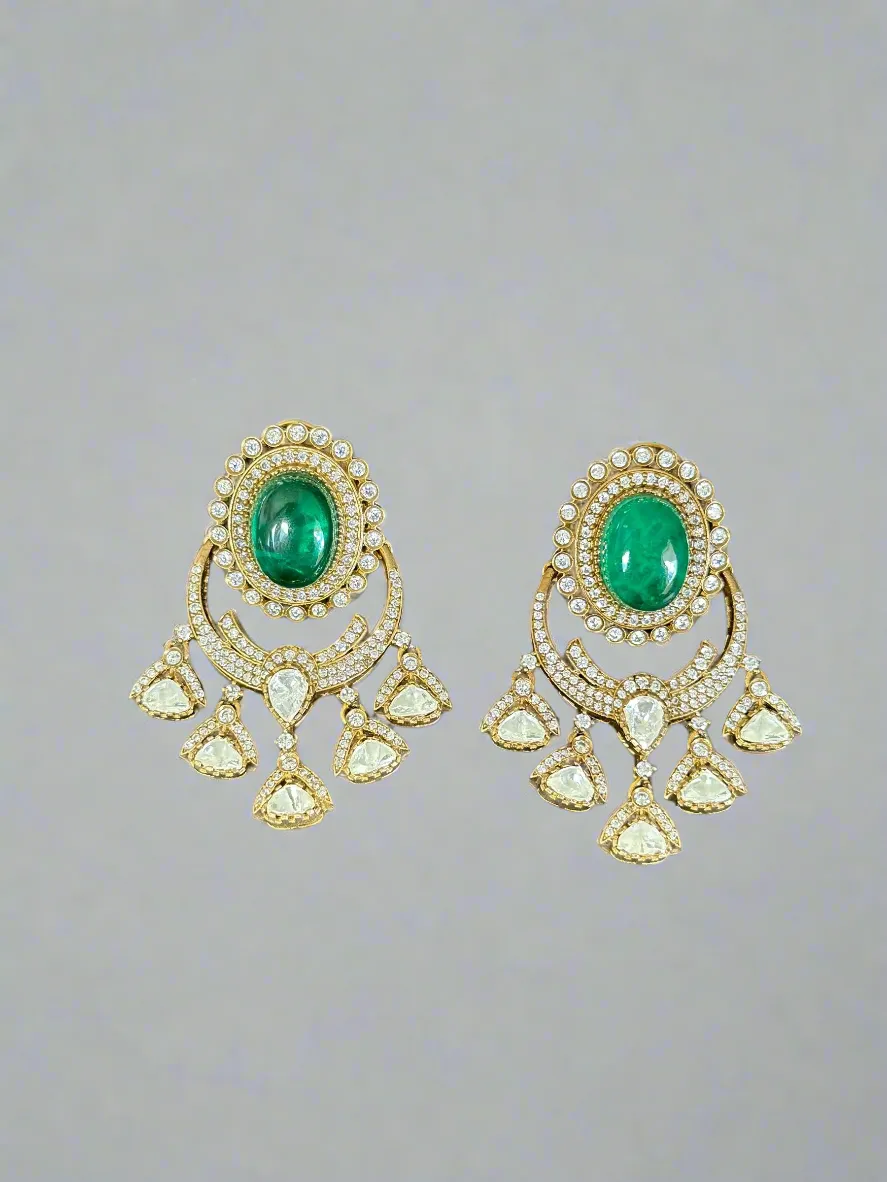 Regal Glow Polki and Emerald Earrings – Jewelry with Timeless Elegance