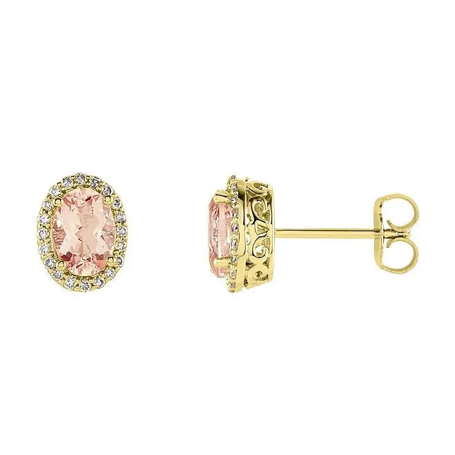 Regal Halo Diamond & Morganite Earrings