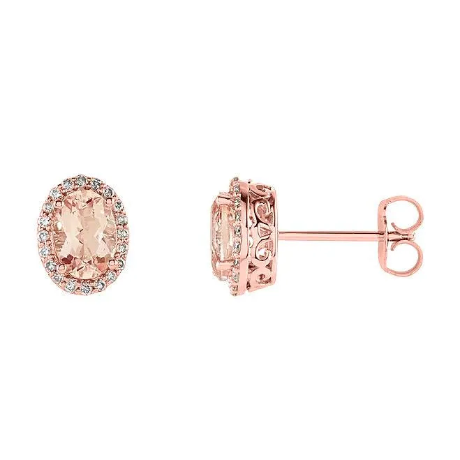 Regal Halo Diamond & Morganite Earrings
