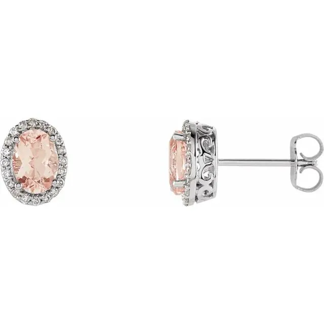 Regal Halo Diamond & Morganite Earrings