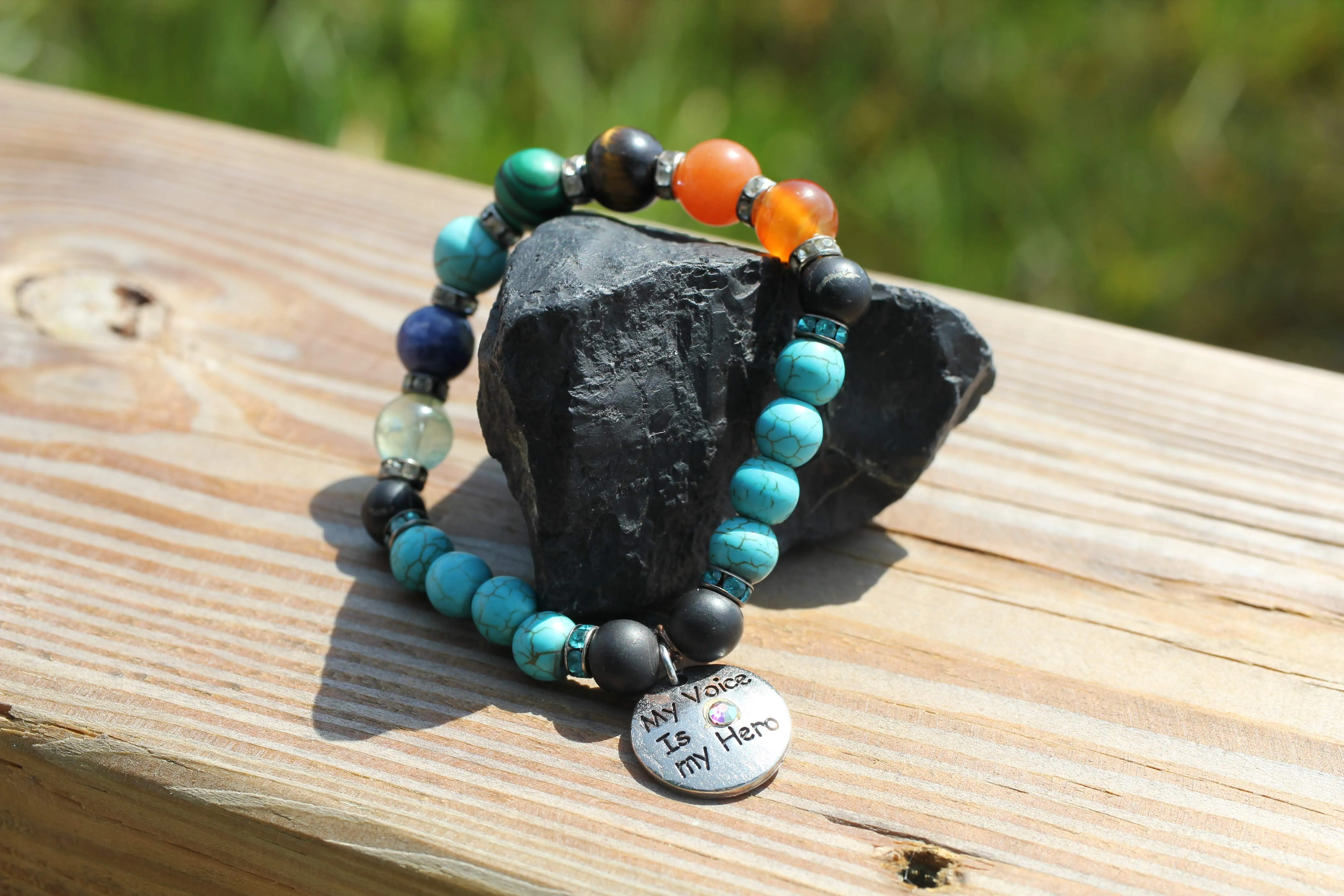 RETIRED - Shungite and Turquoise Chakra Bracelet (Throat Chakra)