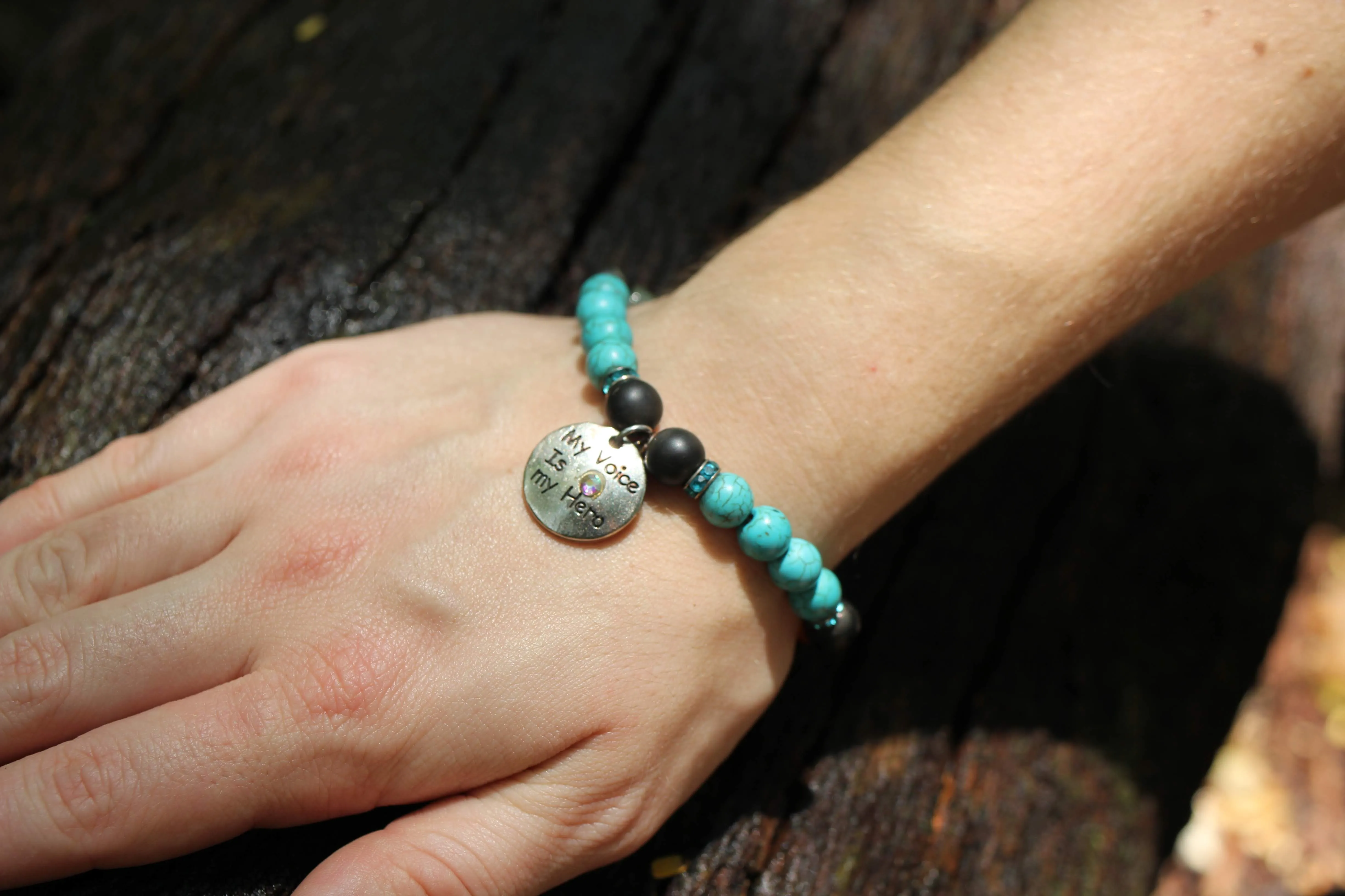 RETIRED - Shungite and Turquoise Chakra Bracelet (Throat Chakra)