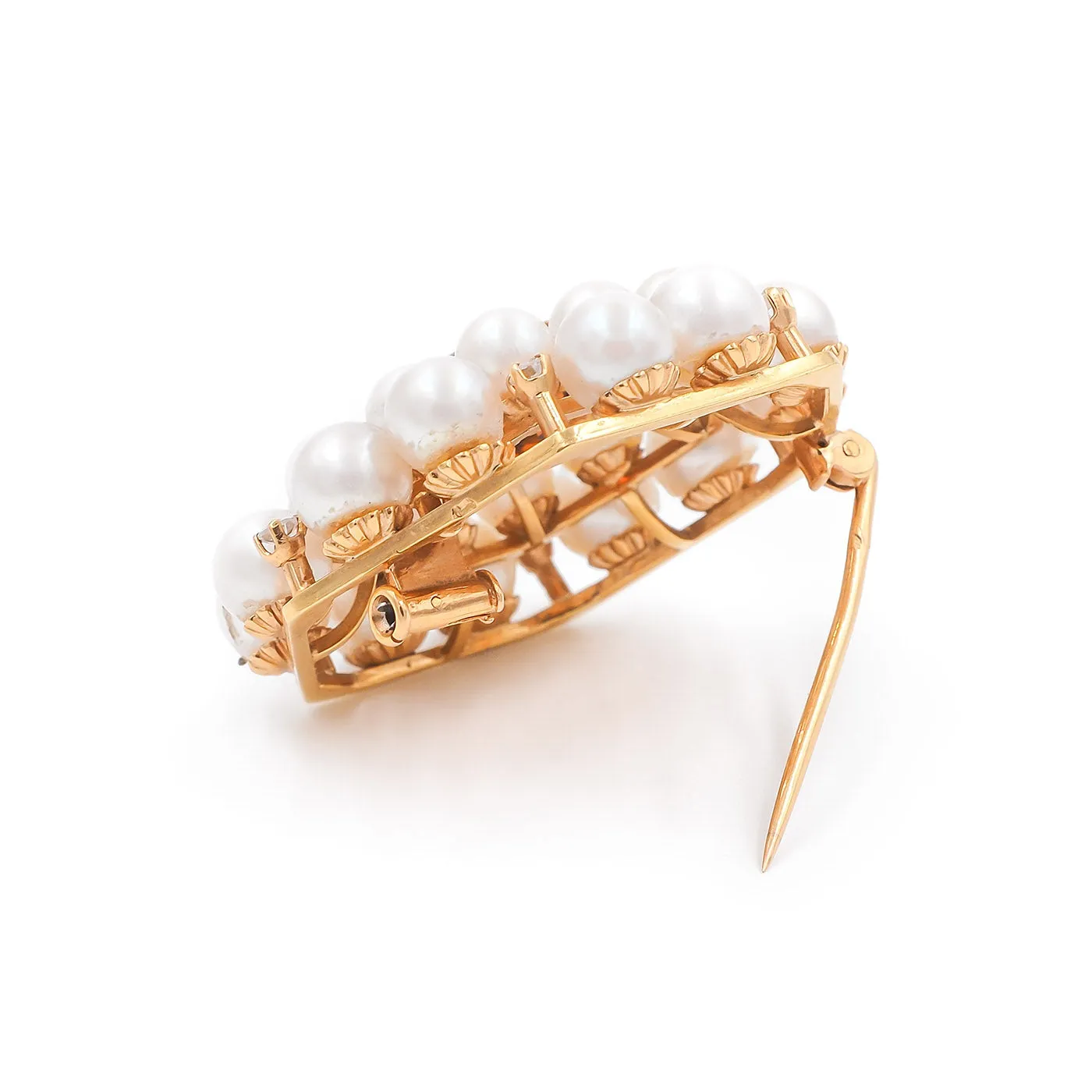 Retro Hexagonal 4.75 Ct. Citrine, Pearl, & Diamond Brooch