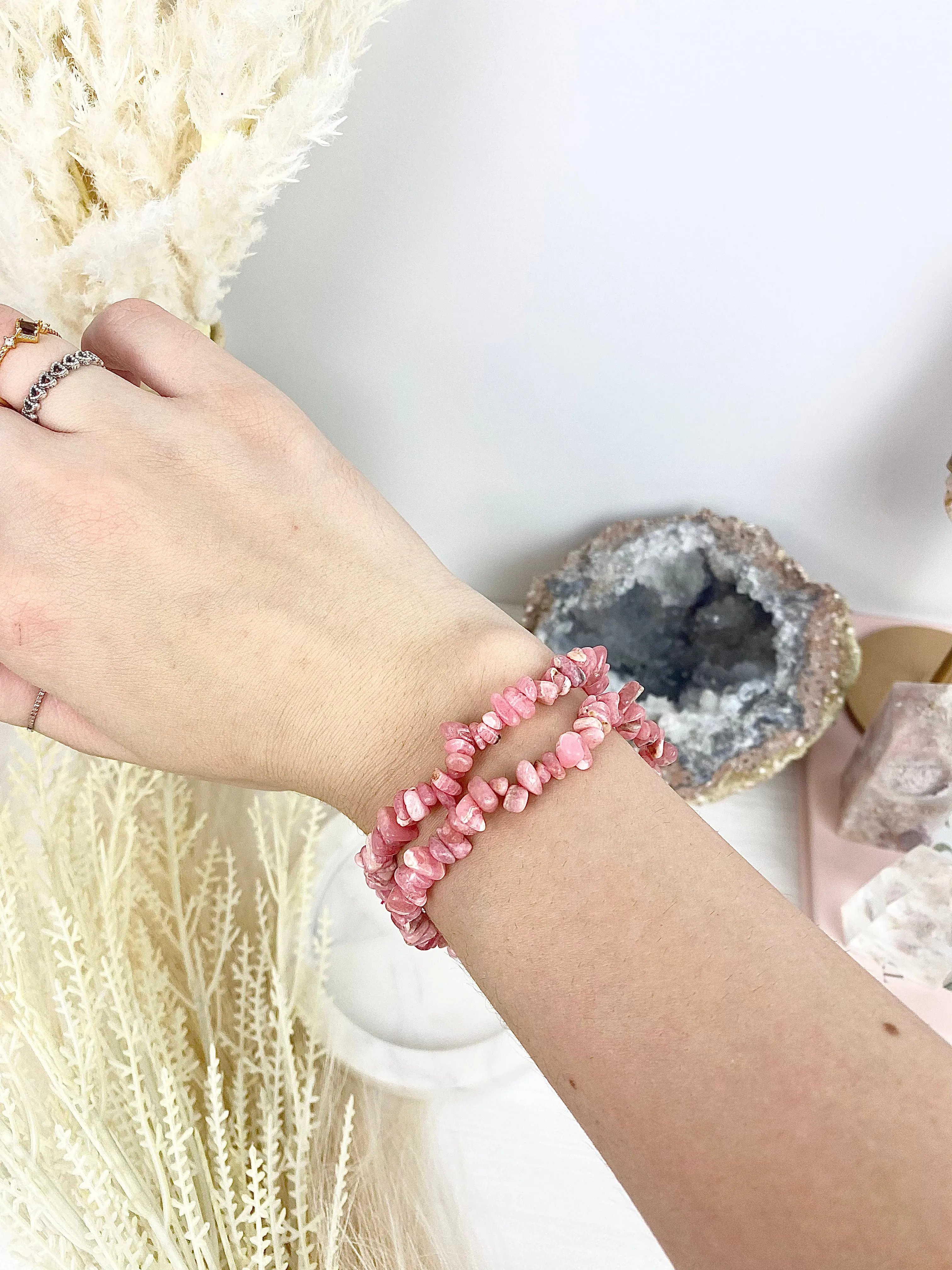 Rhodochrosite Chip Bracelets